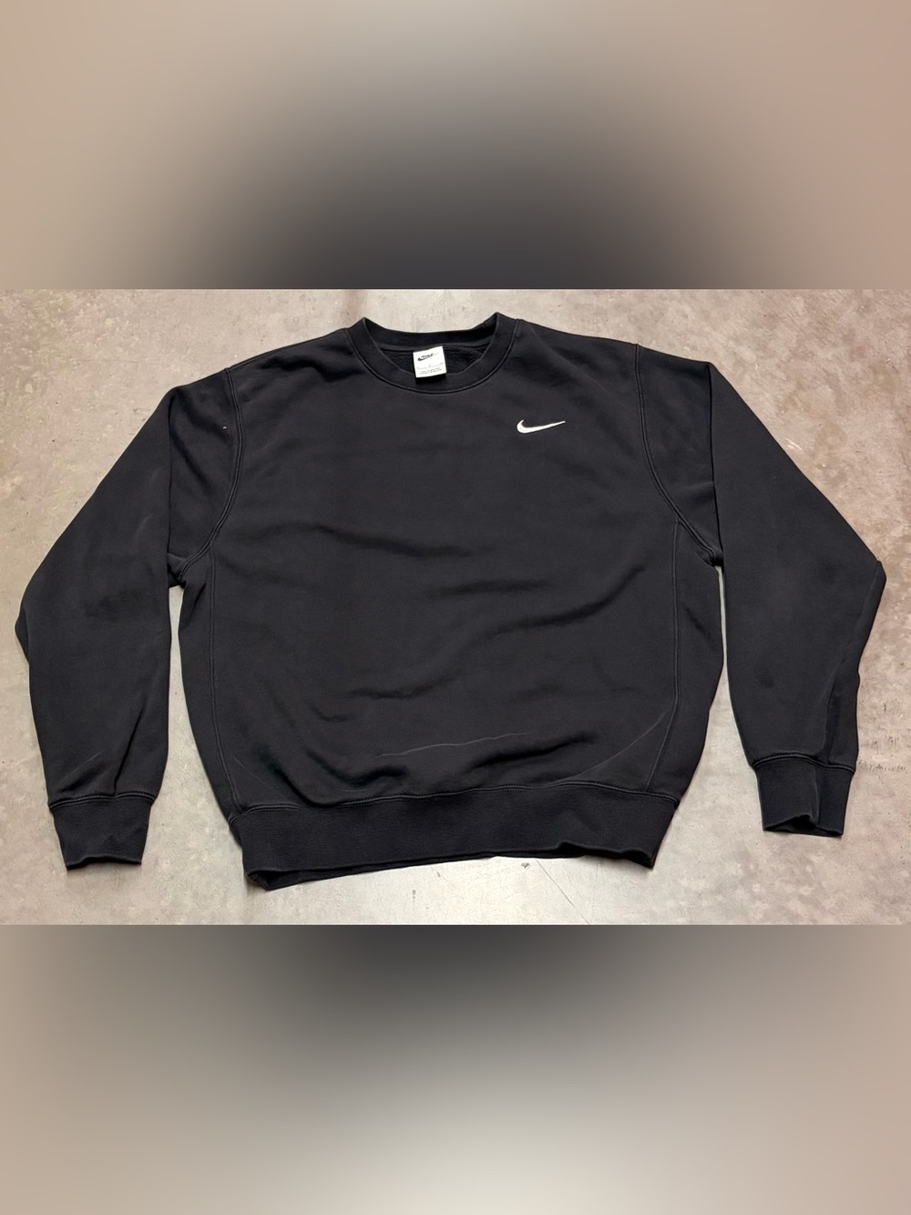 Nike Black Crewneck Sweatshirt with White Swoosh Small